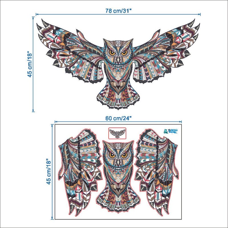 Fast Print PAYA Owl Living Room Bedroom Background Wall Sticker Multicolour 78x45cm - Image 4