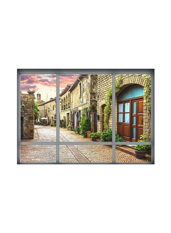 3D Fake Window Sticker Italian City Street Multicolour 68x48.5cm