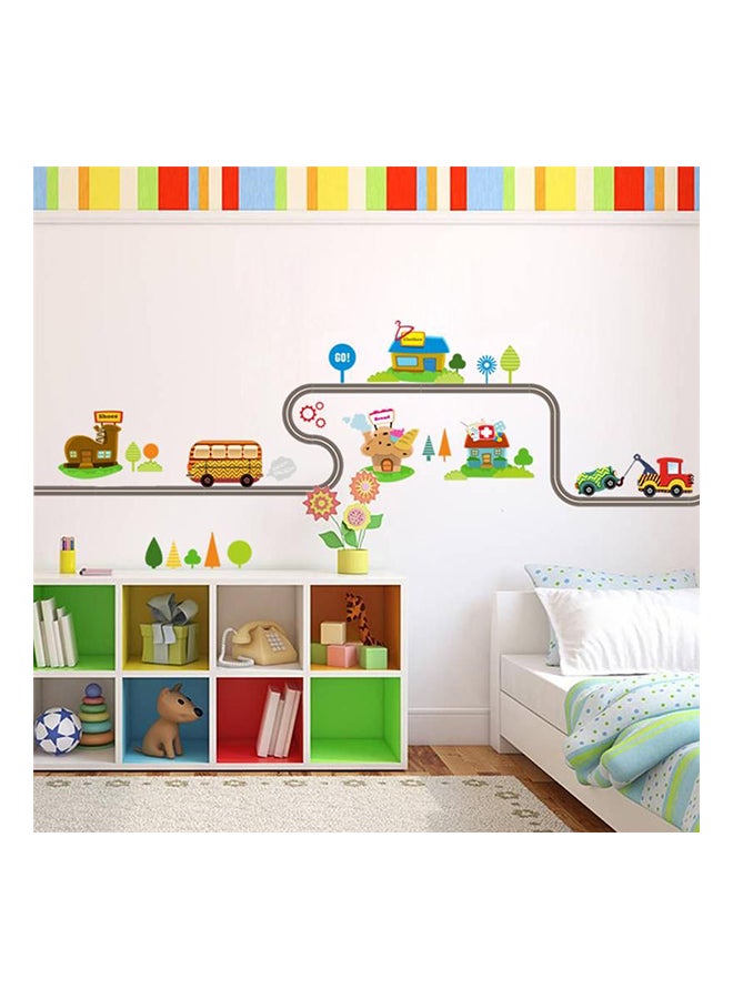 Fast Print Cartoon Cars Highway Track Wall Sticker Multicolour 30x90cm - Image 1