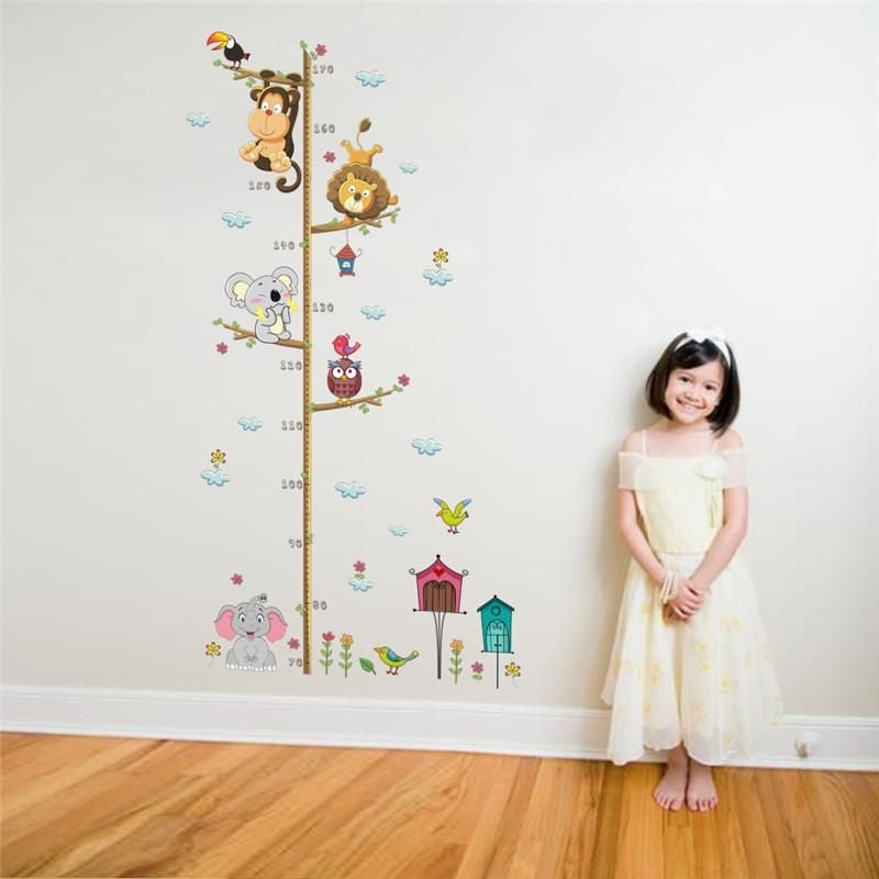 Fast Print PVC Jungle Animals Lion Monkey Owl Height Measure Wall Sticker Multicolour 30x90cm  - Image 2