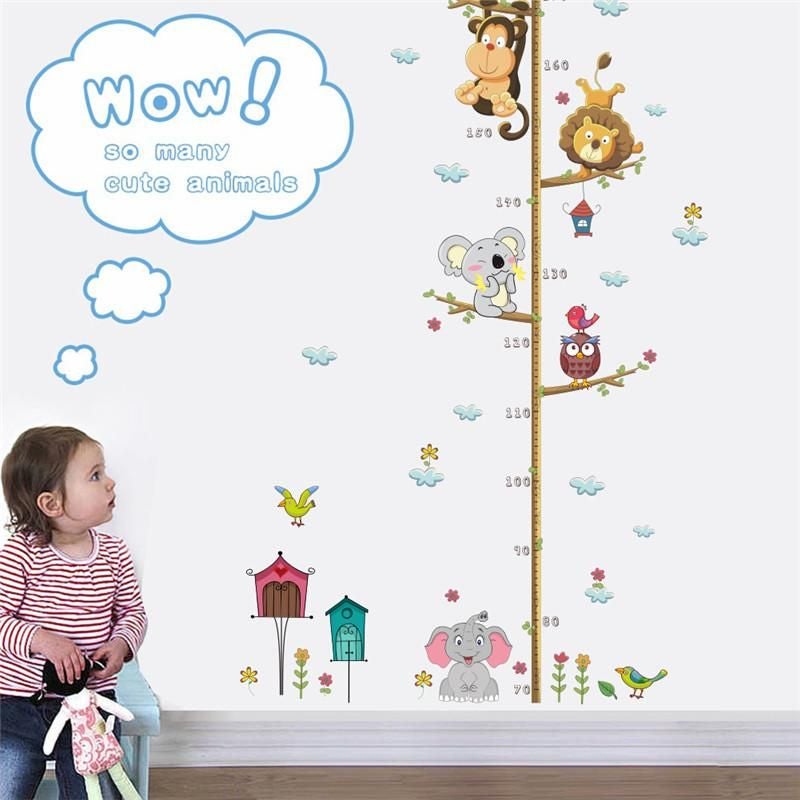 Fast Print PVC Jungle Animals Lion Monkey Owl Height Measure Wall Sticker Multicolour 30x90cm  - Image 3