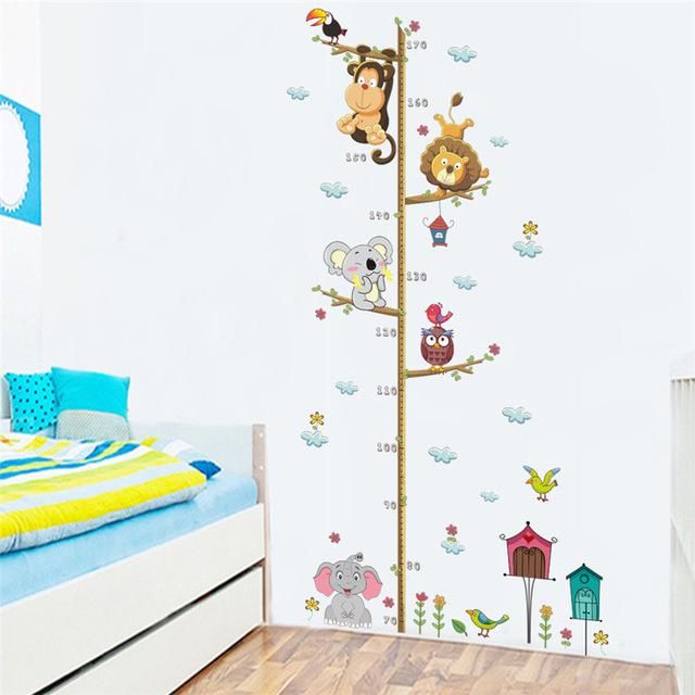 Fast Print PVC Jungle Animals Lion Monkey Owl Height Measure Wall Sticker Multicolour 30x90cm  - Image 4