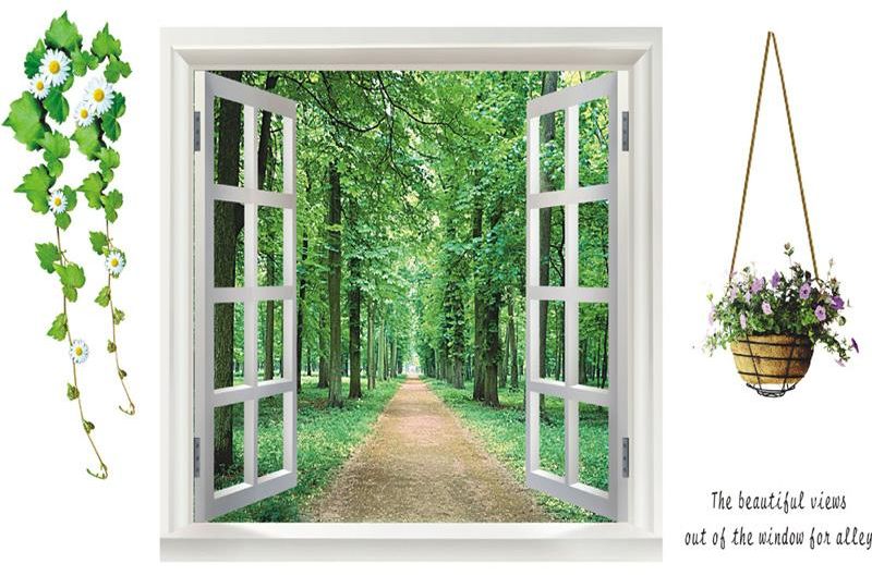 Fast Print Beautiful Natural Scenery 3D Window Landscape Wall Sticker Multicolour 10x15cm - Image 2