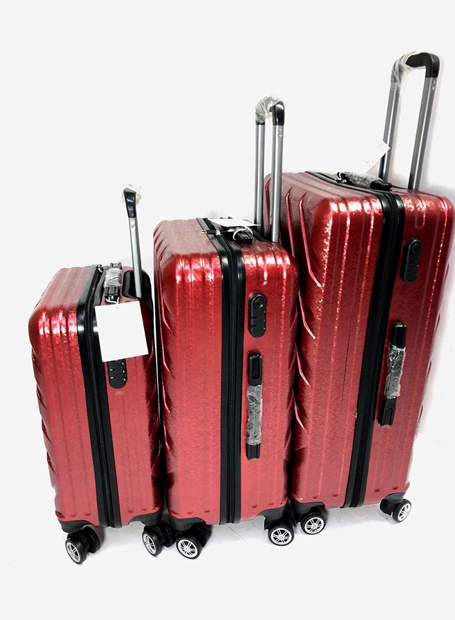 3-Piece Luggage Travel Trolley Bag Red - Image 2
