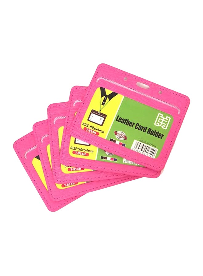 10-Piece Leather ID Card Holder Pink - Image 2