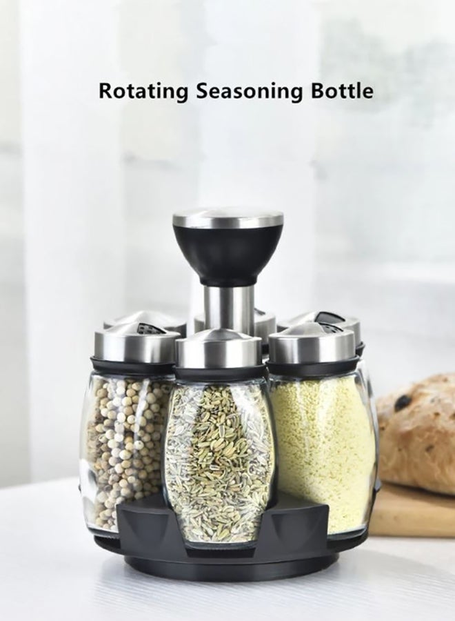 Generic - 6-Pieces Kitchen Rotating Seasoning Storage Bottles Set Transparent 18x16x16cm - Image 1
