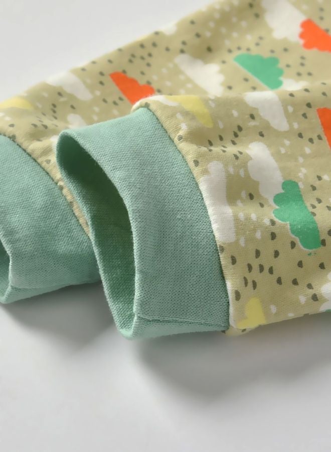 شاربدو طقم ملابس نوم مكون من قطعتين أخضر/ أصفر/ أبيض - Image 3