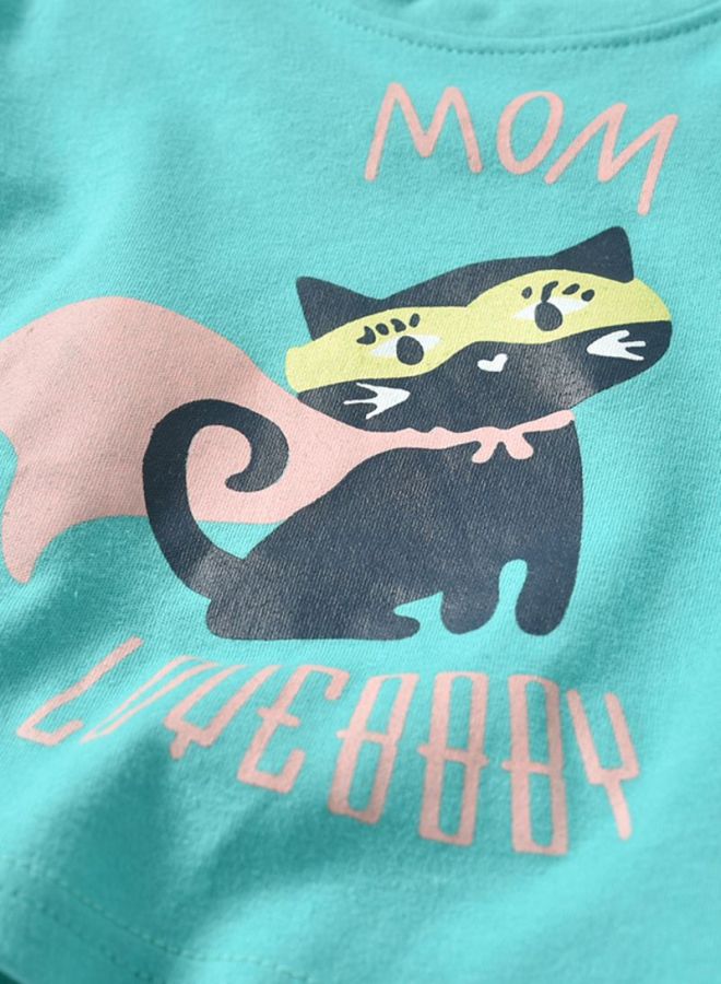 شاربدو طقم ملابس نوم مكون من قطعتين أزرق/أبيض/وردي - Image 3