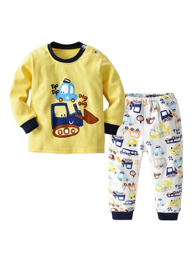 Sharpdo 2-Piece Sleepwear Set Yellow/White/Blue  - Image 1