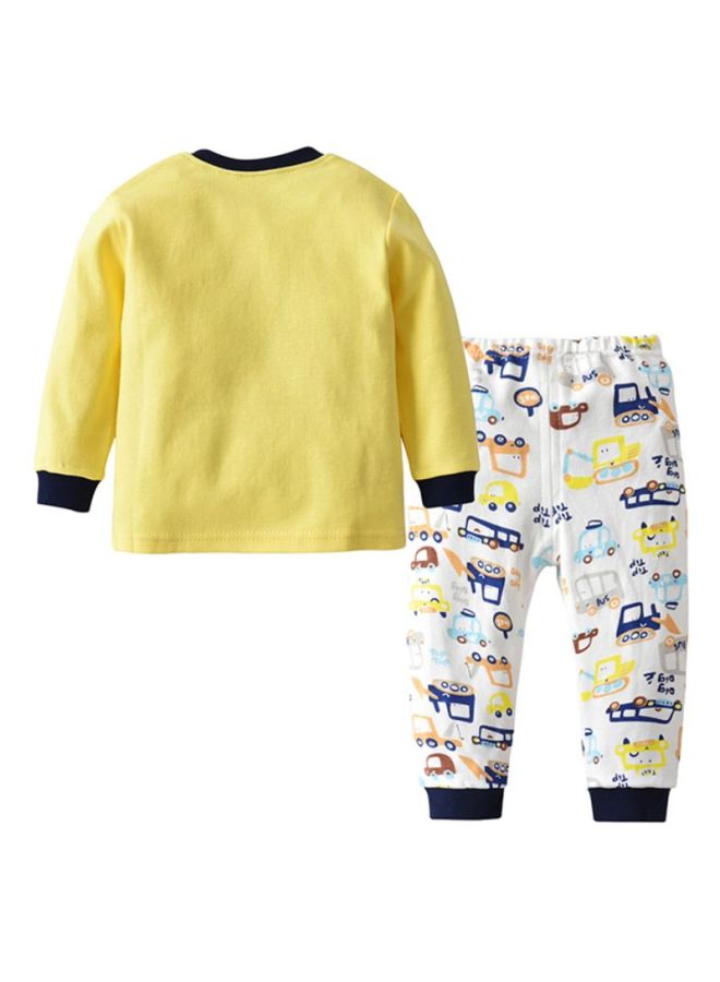 Sharpdo 2-Piece Sleepwear Set Yellow/White/Blue  - Image 2