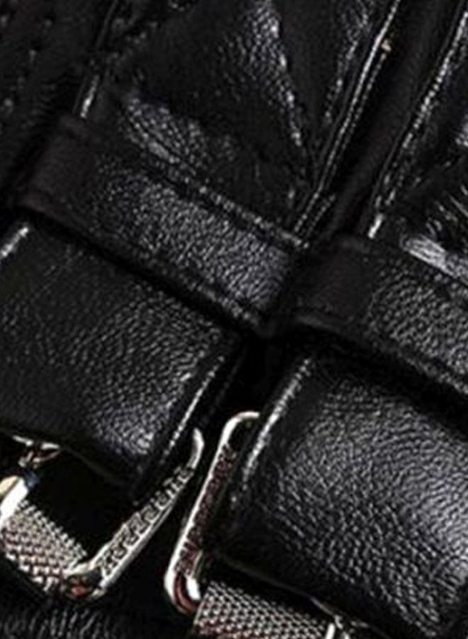 Sharpdo Long Sleeve Leather Jacket Black  - Image 4