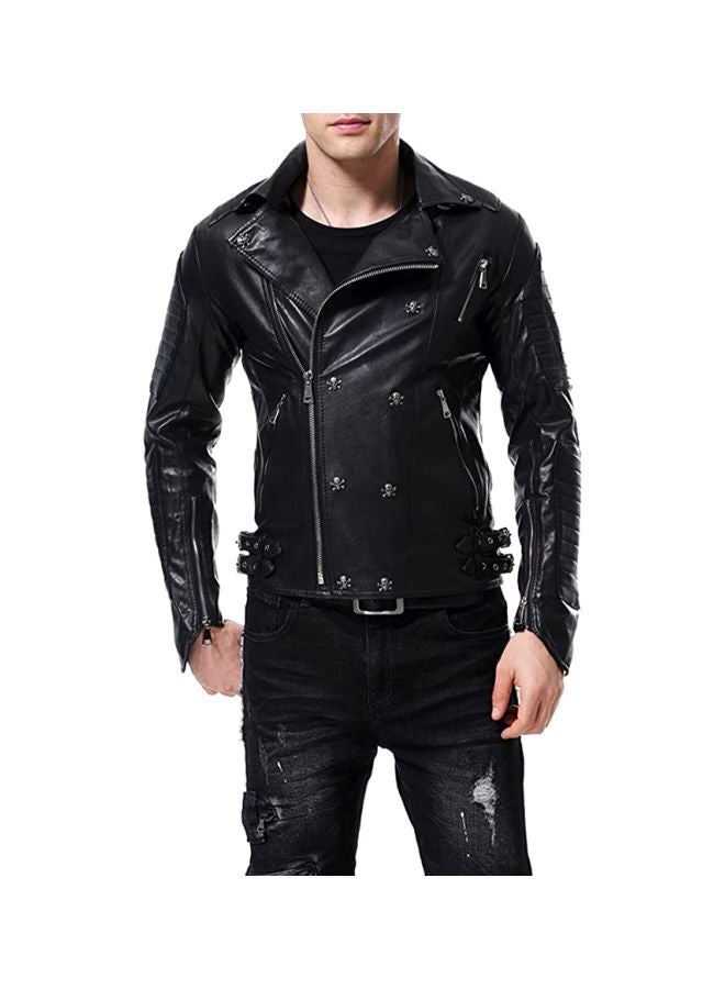 Sharpdo Long Sleeve Leather Jacket Black  - Image 1