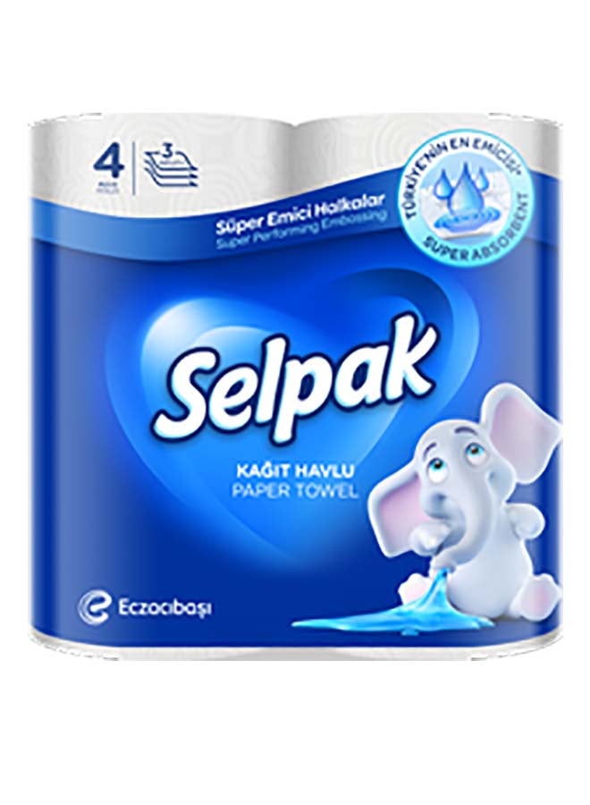 Selpak - Super Absorbent Kitchen Paper Towel 80 Sheets x 3Ply, Pack of 4 Rolls - Image 1