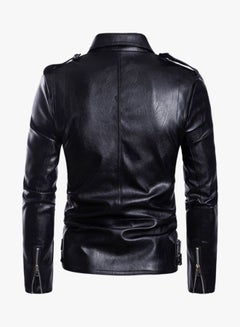 Sharpdo Long Sleeve Leather Jacket Black  - Image 2