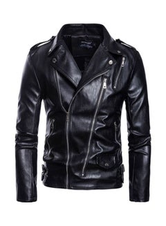 Sharpdo Long Sleeve Leather Jacket Black  - Image 1