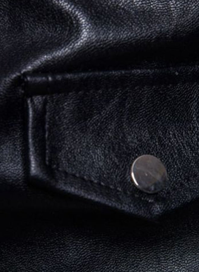 Sharpdo Long Sleeve Leather Jacket Black  - Image 4