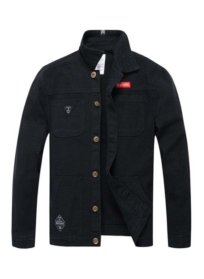 Sharpdo Long Sleeves Denim Jacket Black - Image 1