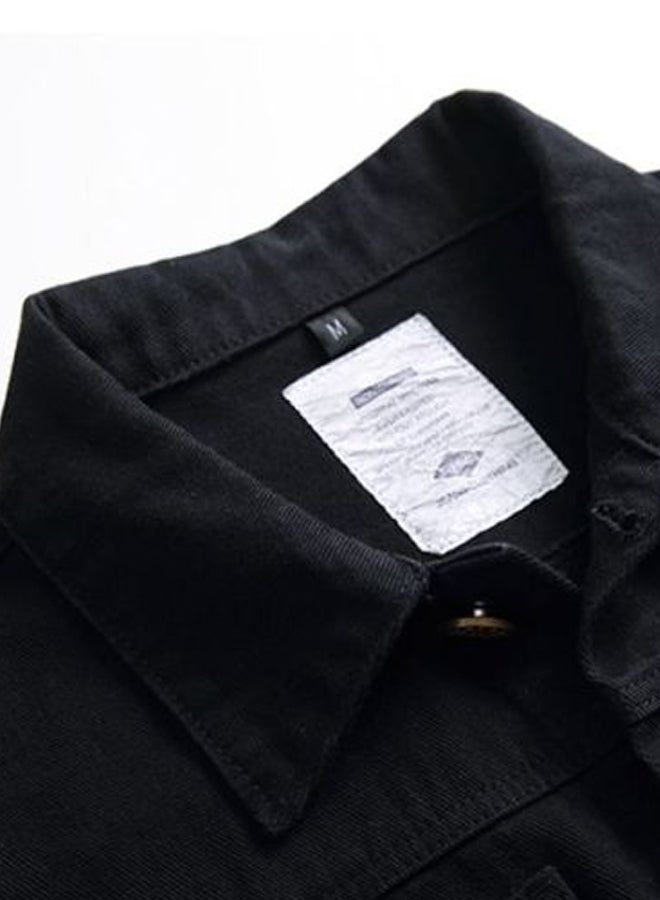 Sharpdo Long Sleeves Denim Jacket Black - Image 3
