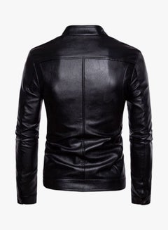 Sharpdo Long Sleeve Leather Jacket Black  - Image 2