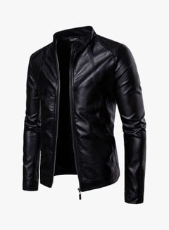 Sharpdo Long Sleeve Leather Jacket Black  - Image 3