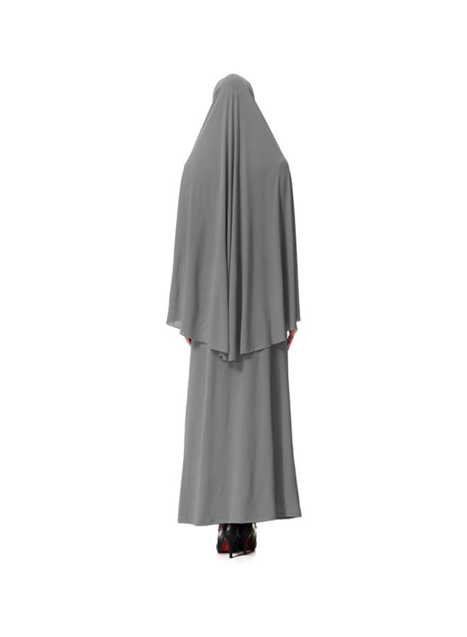 Sharpdo 2-Piece Thobe With Hijab Grey - Image 2