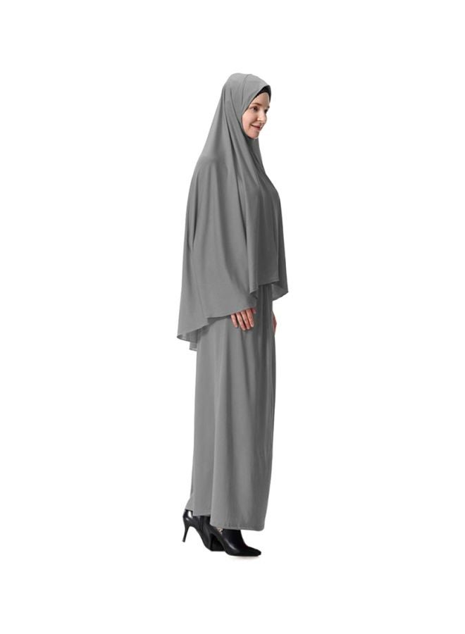 Sharpdo 2-Piece Thobe With Hijab Grey - Image 3