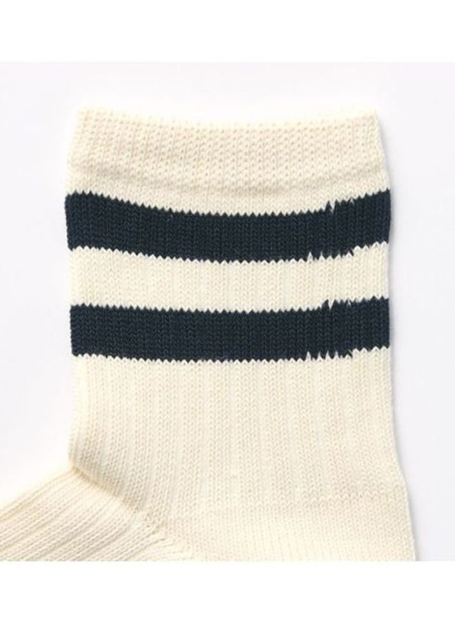 MUJI Cotton Right Angle Socks Beige/Blue  - Image 3