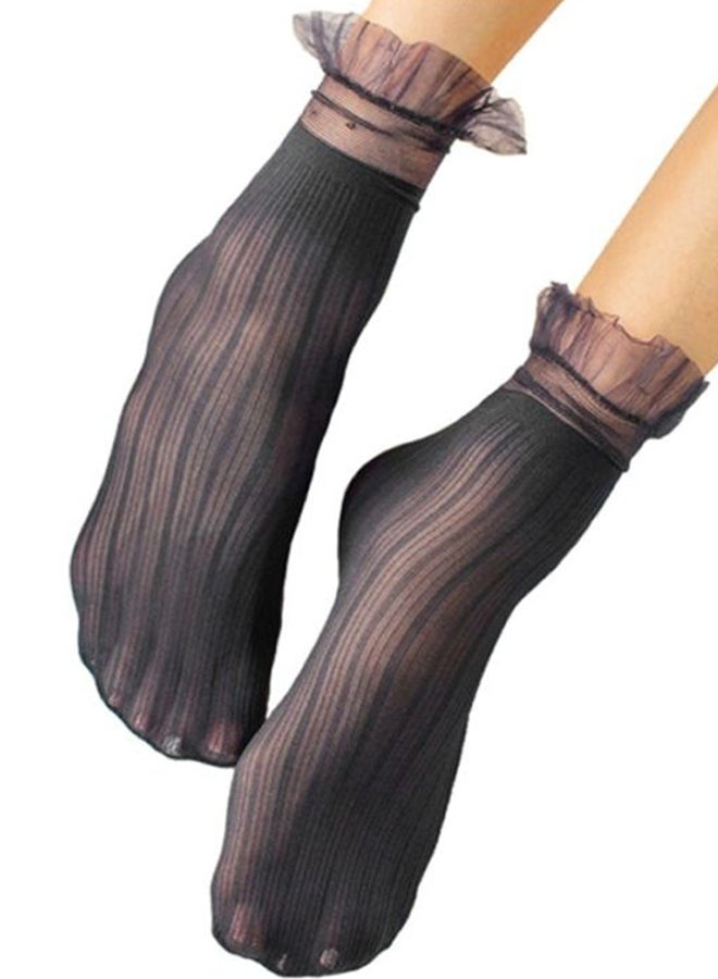 Sharpdo See Through Ruffles Socks Black - Image 2