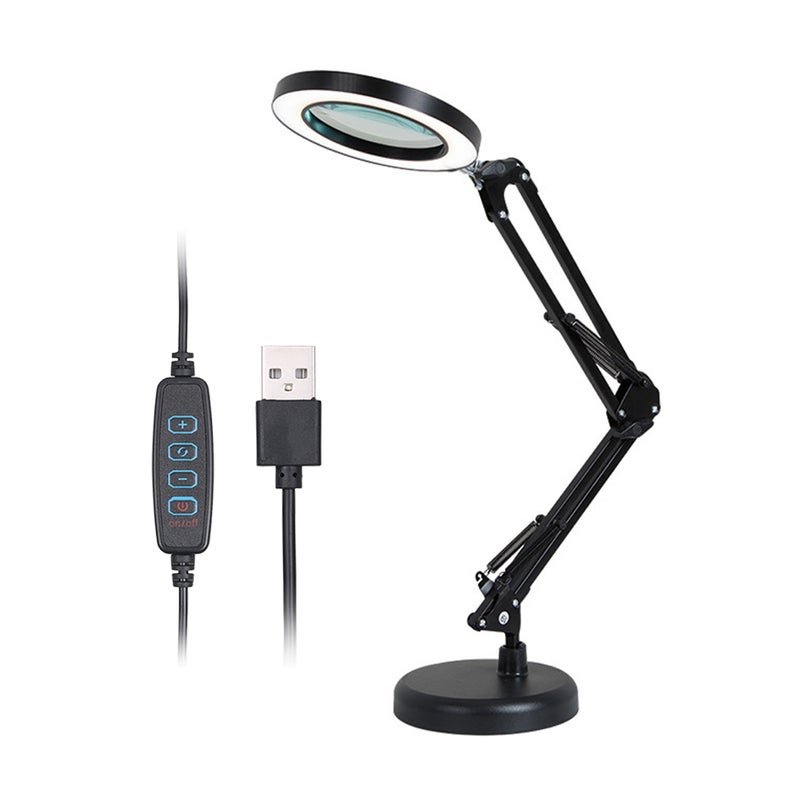 Magnifying Glass Magnifier With 64 Leds Clamp Clip Light White 40.5x4x28cm - v1609152599/N42873326A_1