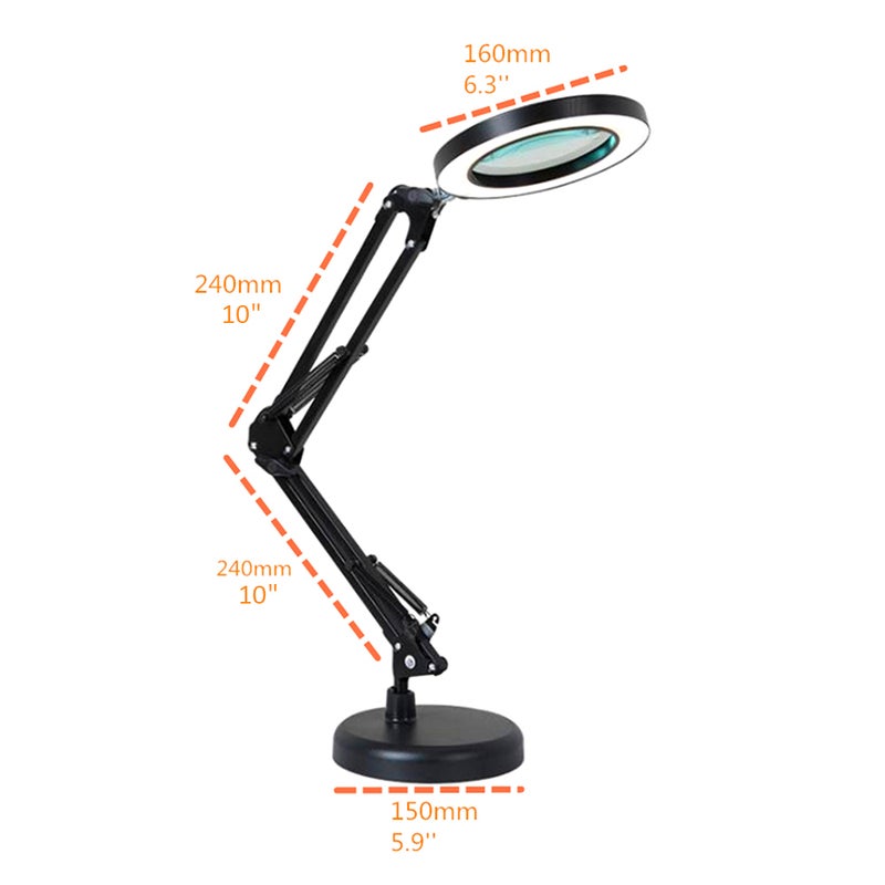 Magnifying Glass Magnifier With 64 Leds Clamp Clip Light White 40.5x4x28cm - v1609152599/N42873326A_2