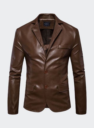 Long Sleeve Leather Jacket Brown - v1609152956/N21004626V_1