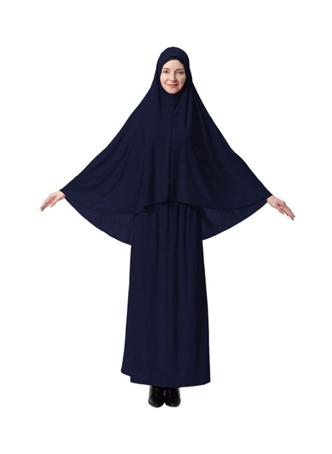 Sharpdo 2-Piece Thobe With Hijab Navy Blue - Image 1