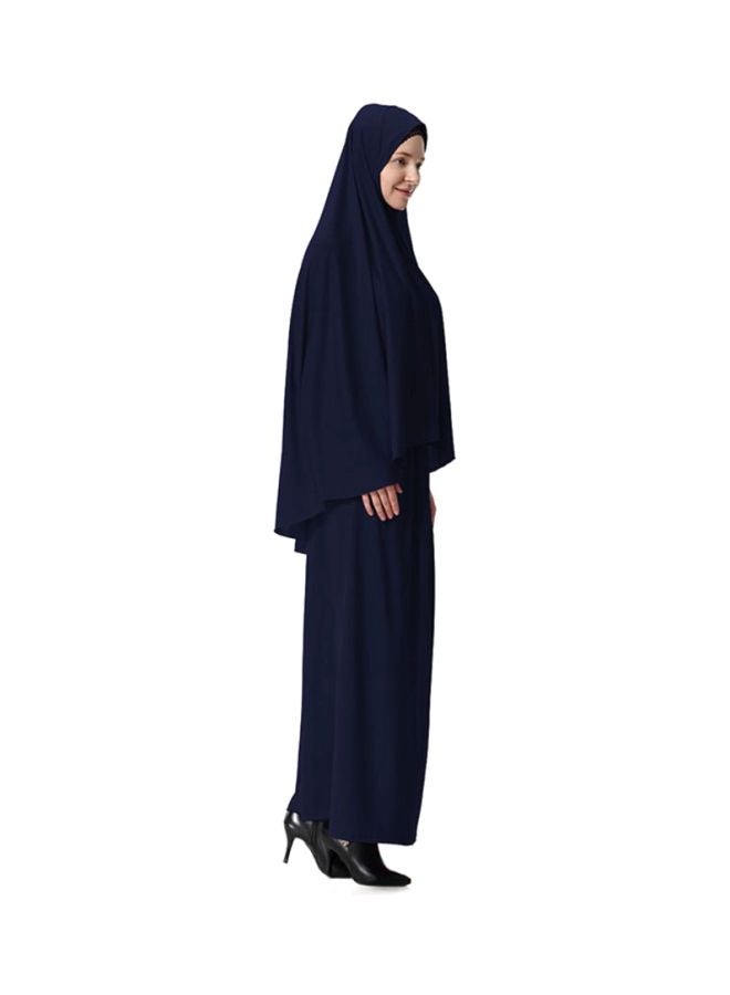 Sharpdo 2-Piece Thobe With Hijab Navy Blue - Image 3
