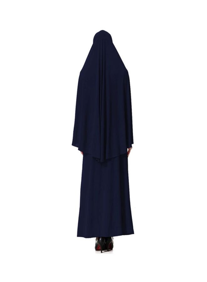Sharpdo 2-Piece Thobe With Hijab Navy Blue - Image 2