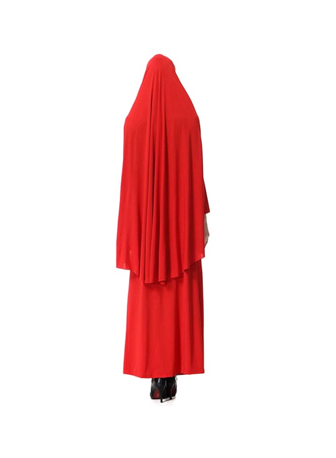 Sharpdo 2-Piece Thobe With Hijab Red - Image 2