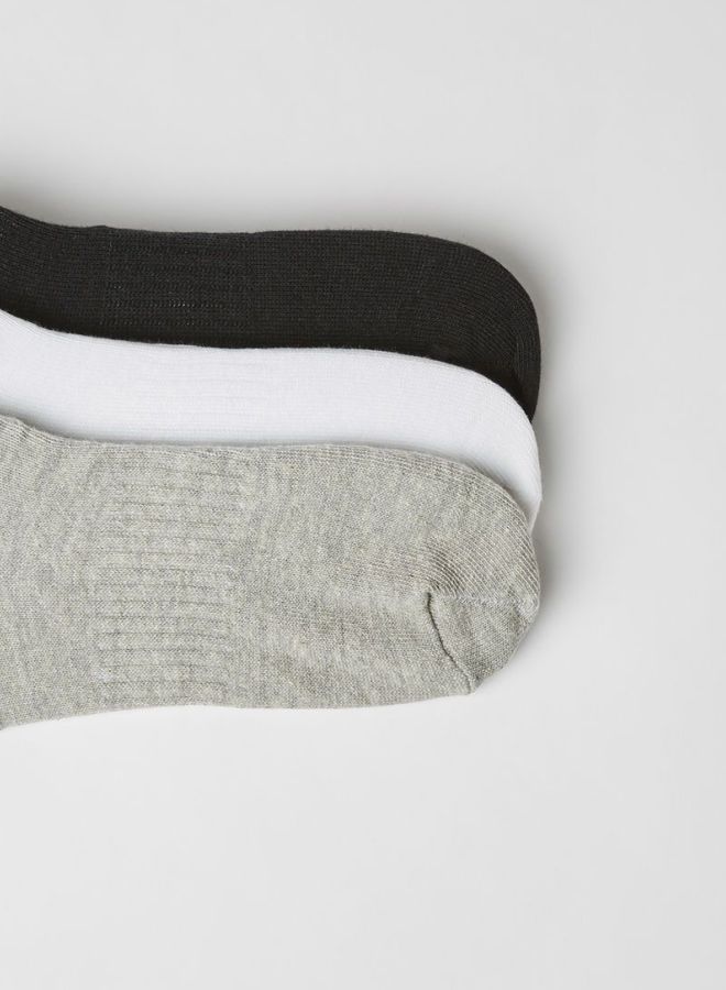 Everyday Lightweight No Show Socks (Pack of 3) Grey/White/Black