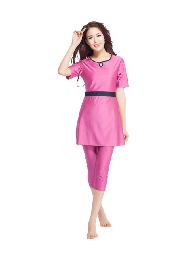 Sharpdo 2-Piece Short Sleeve Burkini Pink/Black  - Image 1