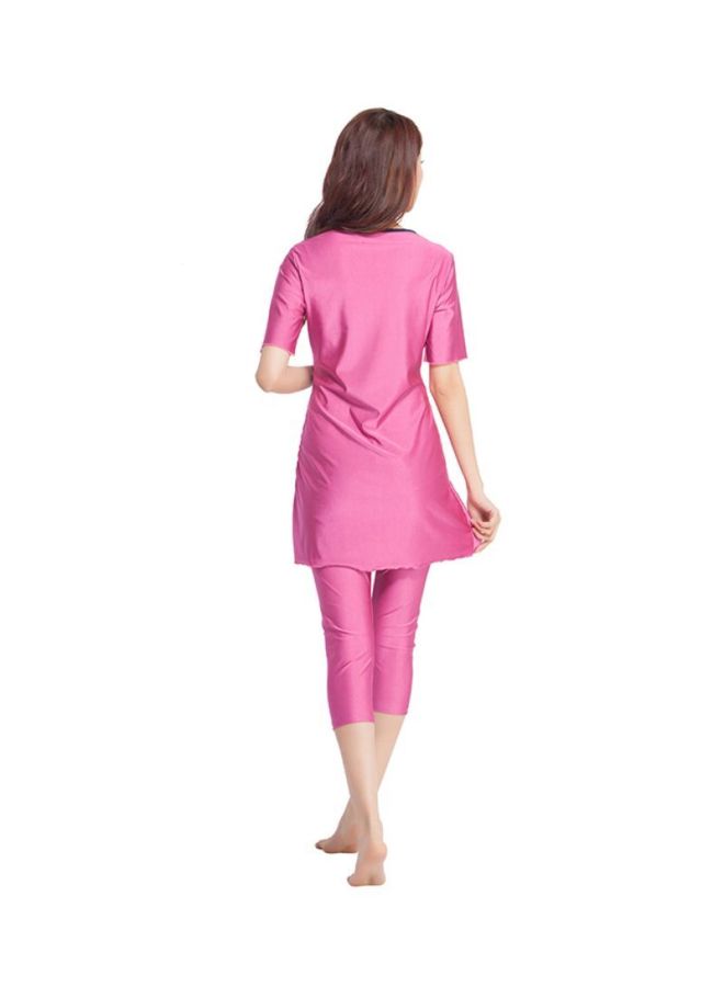 Sharpdo 2-Piece Short Sleeve Burkini Pink/Black  - Image 2