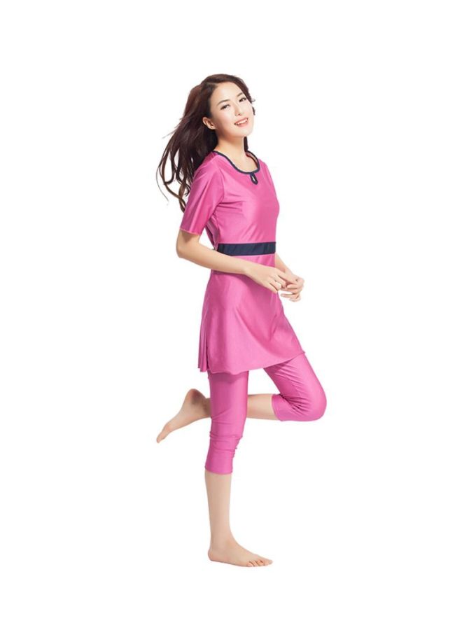 Sharpdo 2-Piece Short Sleeve Burkini Pink/Black  - Image 3