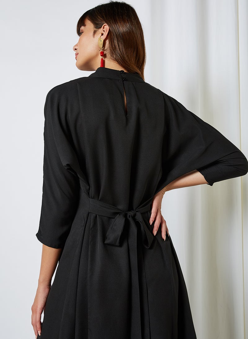 Solid Design Casual Wear Dress Black