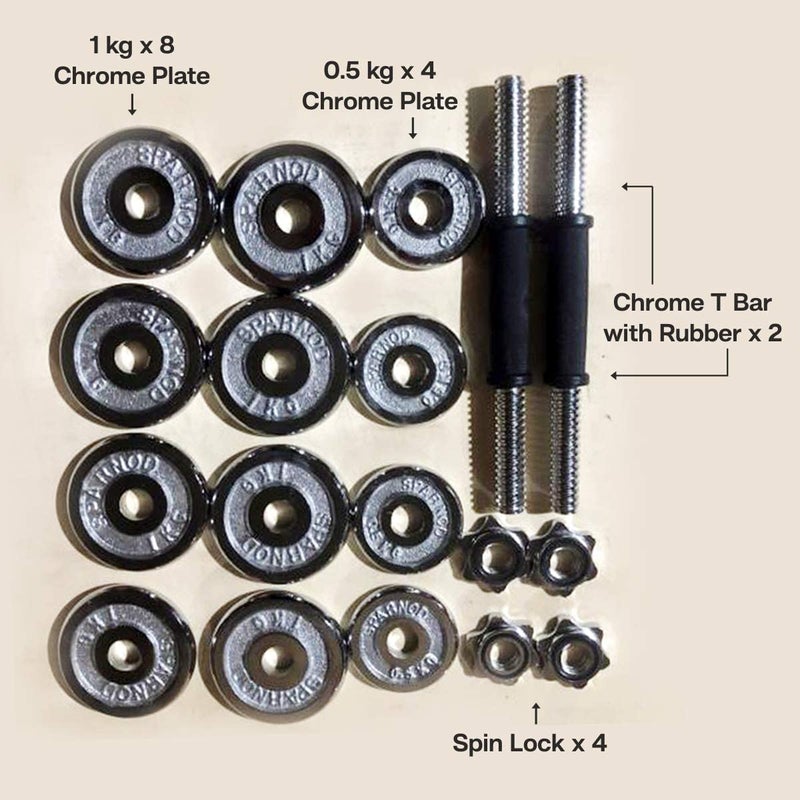 Sparnod Fitness Adjustable Dumbbell Weight Set With 2 Rods And 12 Plates & Carry Case (SD-15) 15kg - Image 4