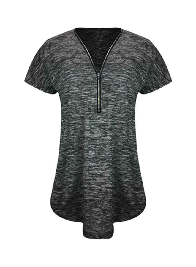 شاربدو بلوزة بأكمام قصيرة ورقبة على شكل الحرف V رمادي - Image 5