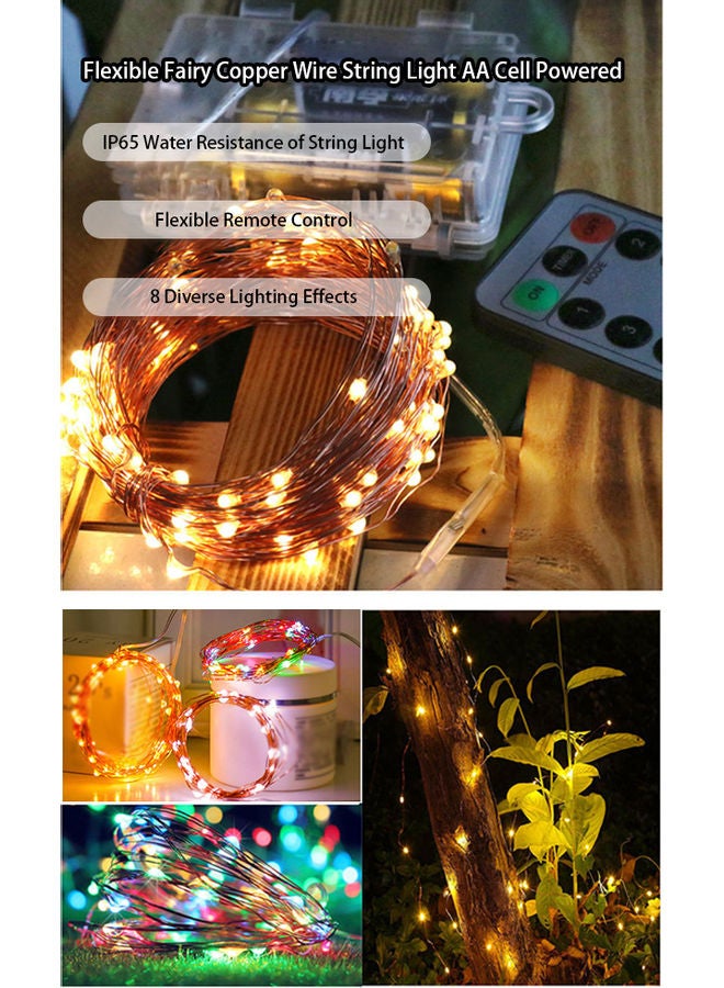 Generic - 200-LED Copper Wire Fairy String Light With Remote Control And Battery Case Multicolour 20meter - Image 1