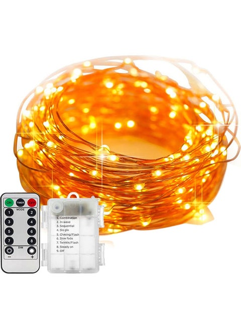 50-LED Copper Wire String Light With Remote Control And Battery Case Gold 5meter