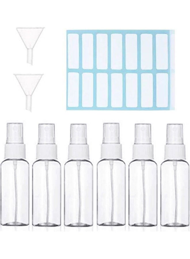 6 Piece Water Bottle Empty Transparent Spray Bottles And 2 Fast Filling Funnels White 23*6*14cm - Image 1
