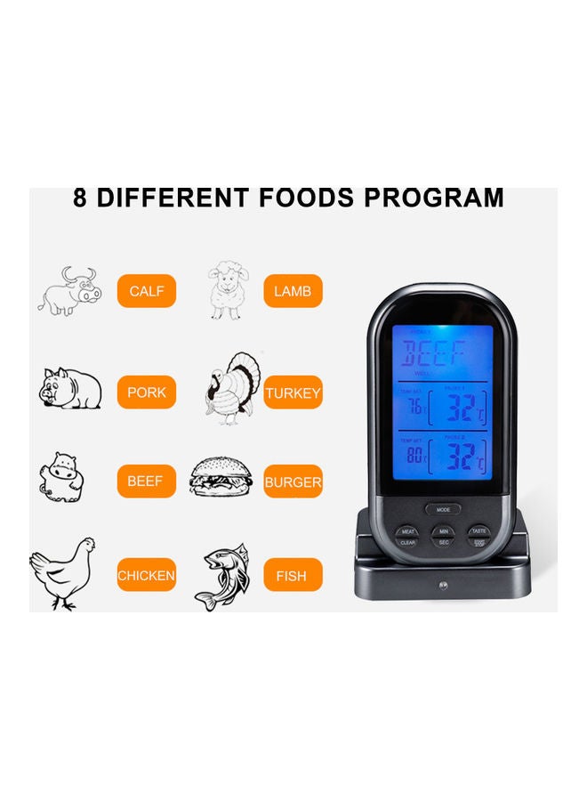 Wireless Meat Thermometer For Grilling With Dual Probe Food Cooking Thermometer Black 19.00X4.00X8.50cm - Image 2