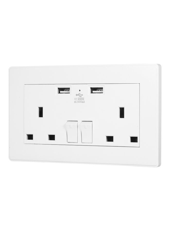 Dual Plug Socket With  USB Ports White 15x4.2x9cm - Image 2