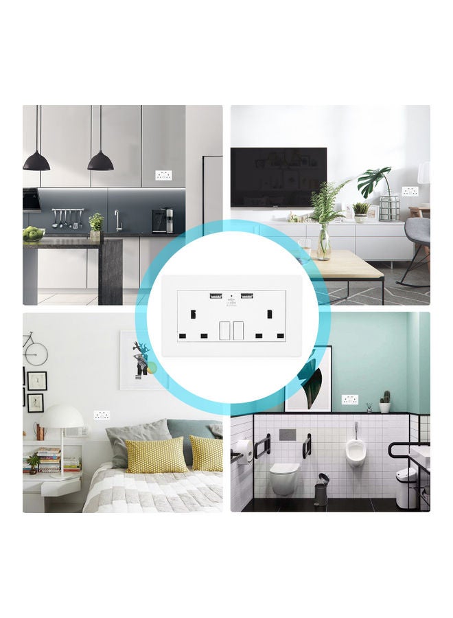Dual Plug Socket With  USB Ports White 15x4.2x9cm - Image 5