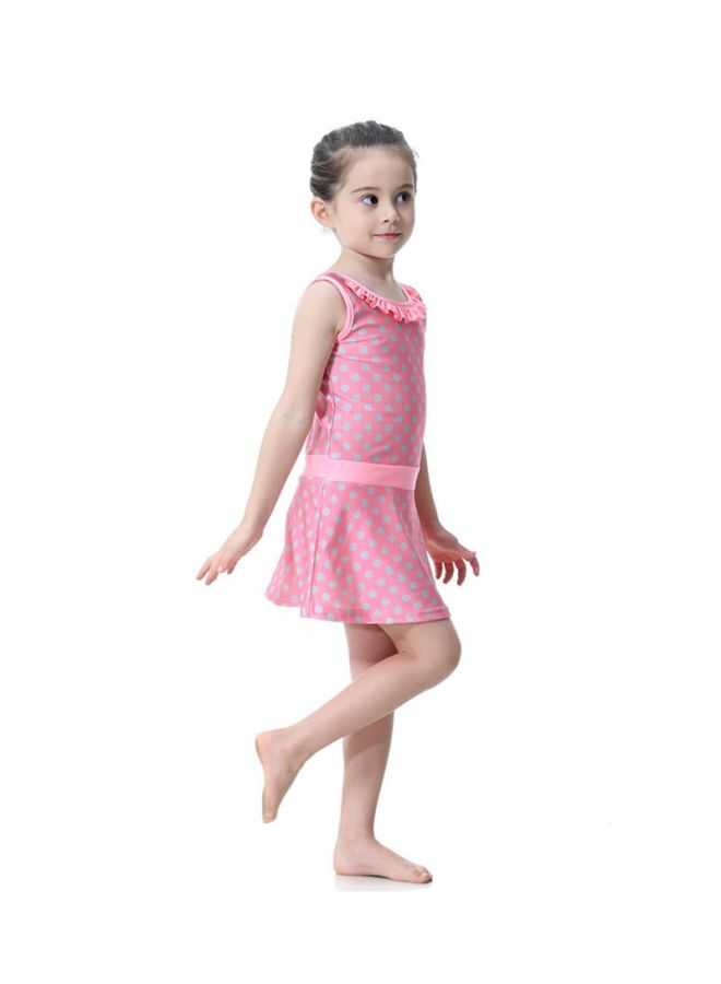 Sharpdo 2-Piece Sleeveless Round Neck Burkini Pink/White - Image 3