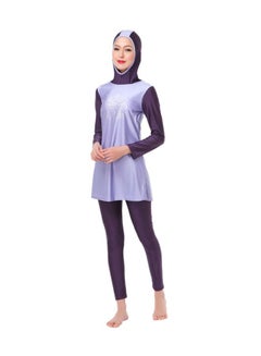2-Piece Long Sleeve Hooded Neck Burkini Purple
